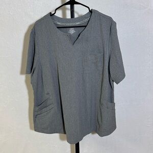 Men's Climate Right 3X Gray Utility Scrub Top with Pockets